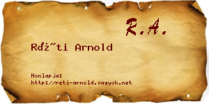 Réti Arnold névjegykártya